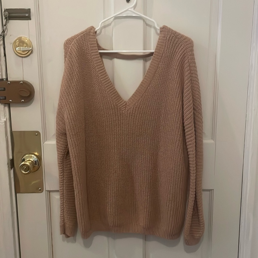 Forever 21 V-Neck Oversized Sweater - Mauve (M)